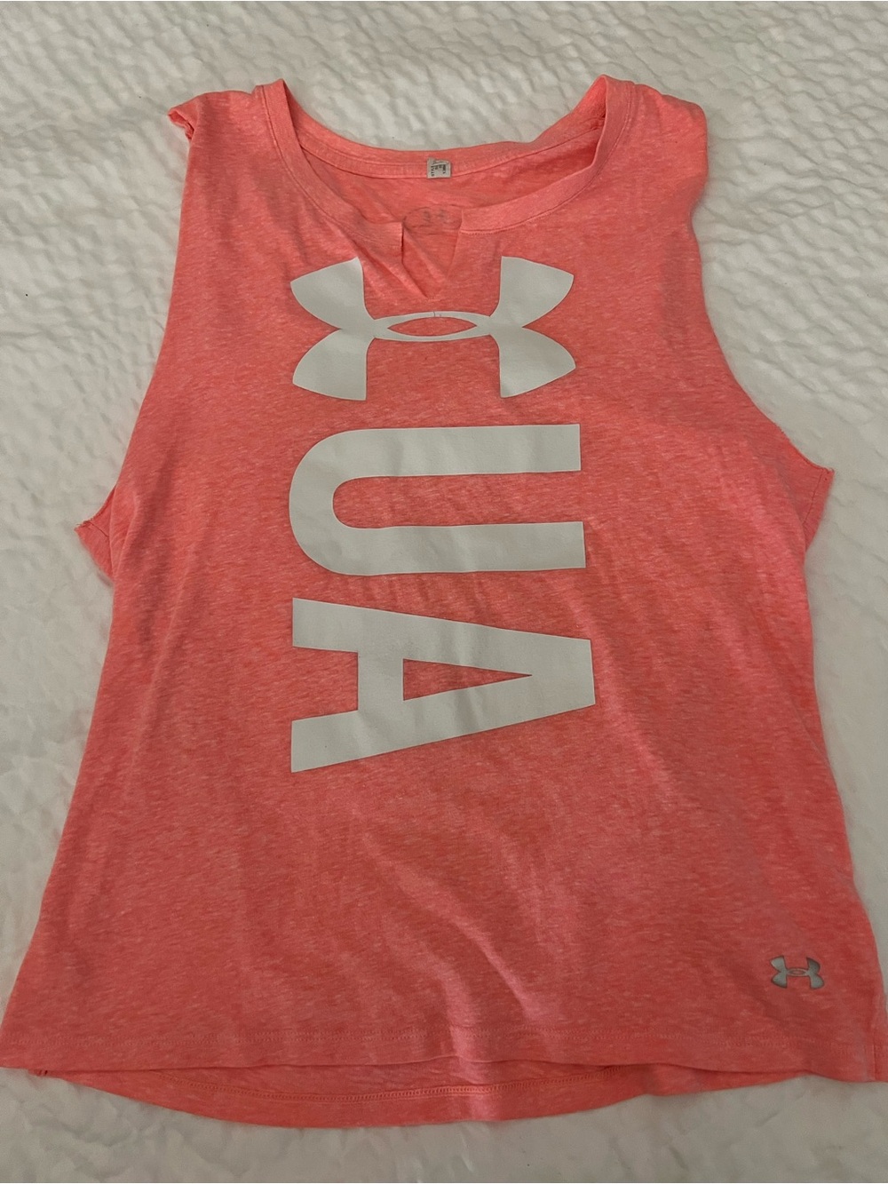 Under Armour Coral Pink Logo Muscle Tank